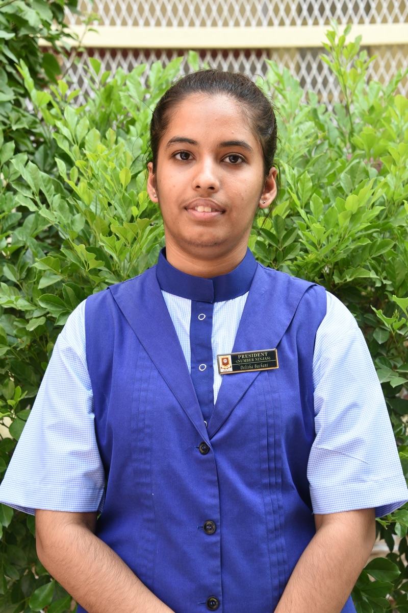 PRESIDENT (MATHS CLUB NUMBER NINZAS) DELISHA BACHANI CLASS XII B)